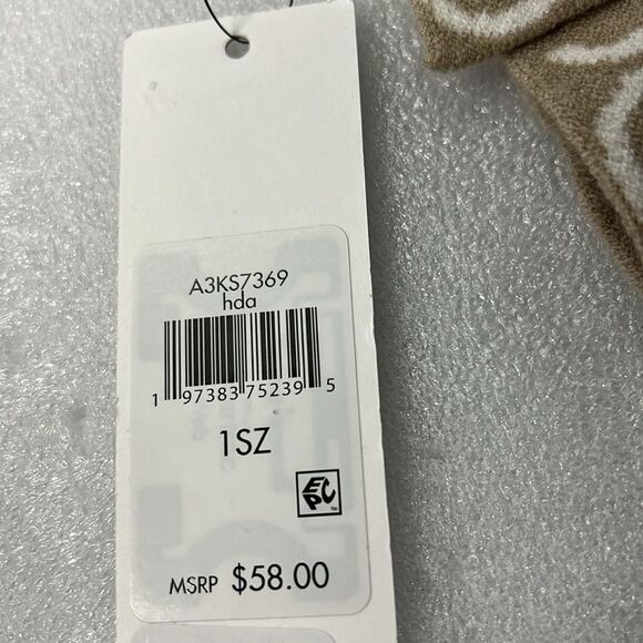 NWT Calvin Klein Logo Jacquard Scarf Reversible Heathered Almond Beige - Picture 9 of 10